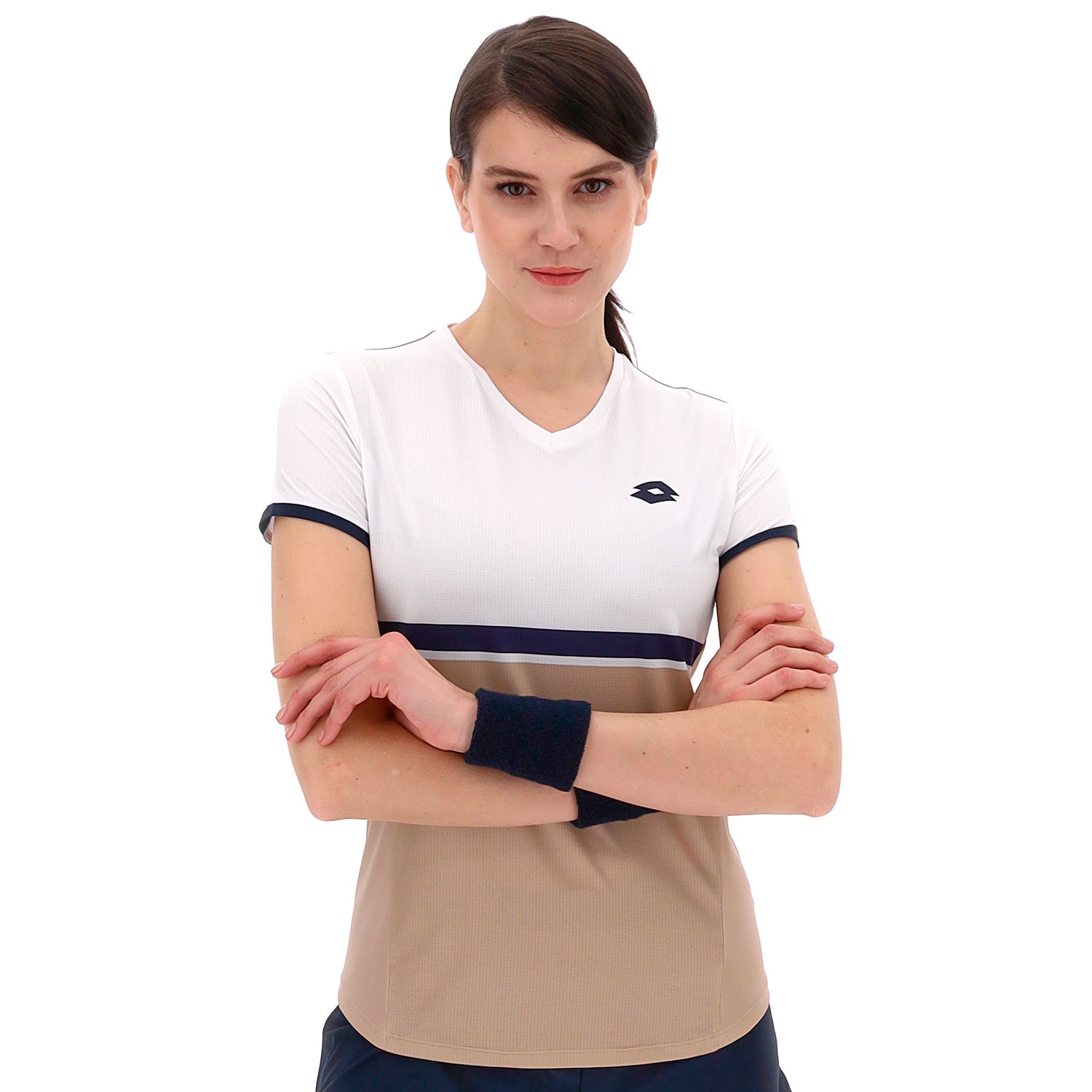 DONNA MAGLIETTA TENNIS TECH D1 BEIGE 222843 9SP 01