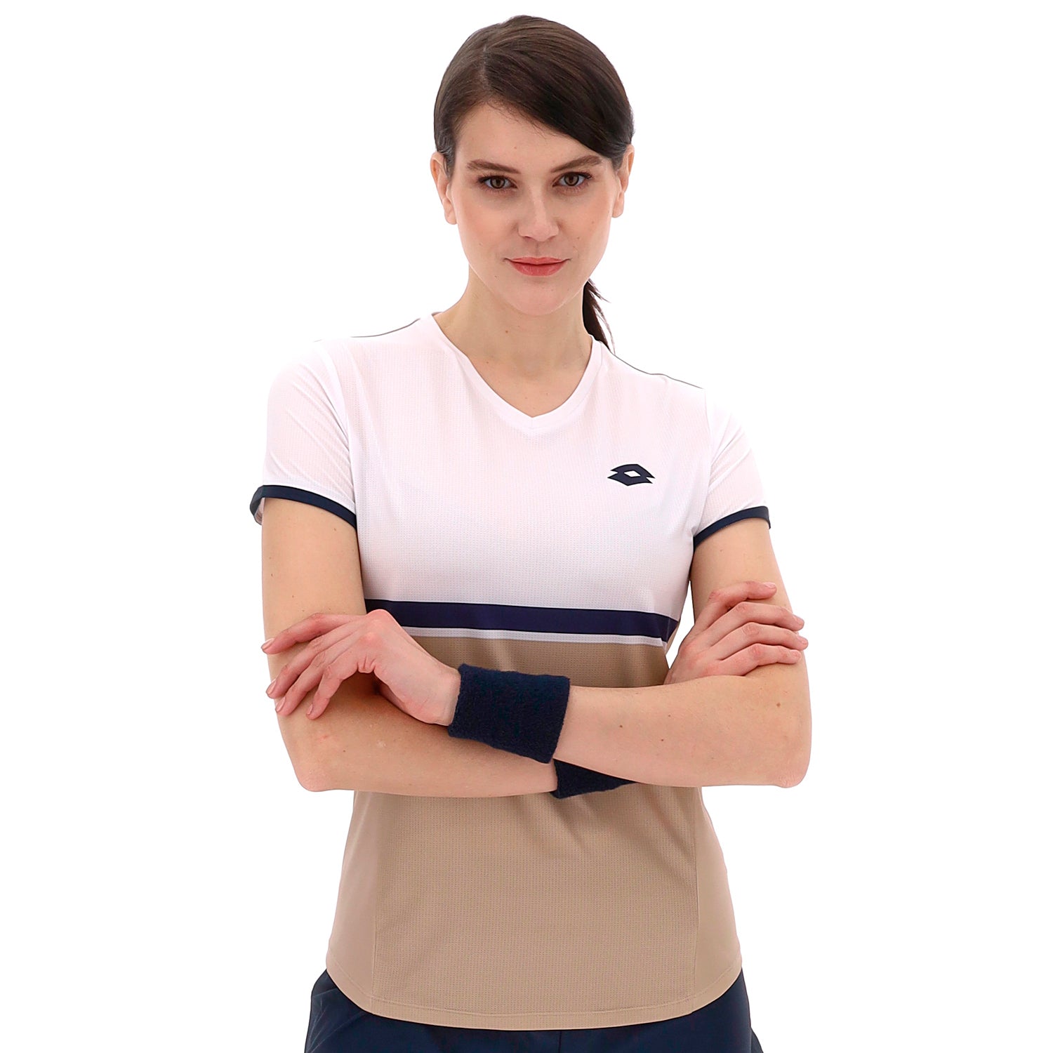DONNA MAGLIETTA TENNIS TECH D1 BEIGE 222843 9SP 01